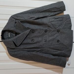 Kenneth Cole Reaction gray wool blend double breasted winter pea coat size 8